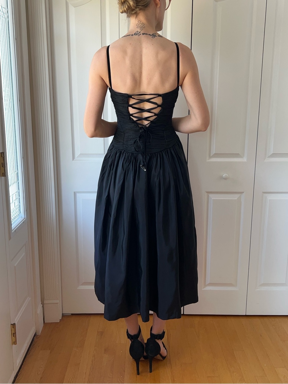BLUME Classic Black Midi Dress with Bow Detail